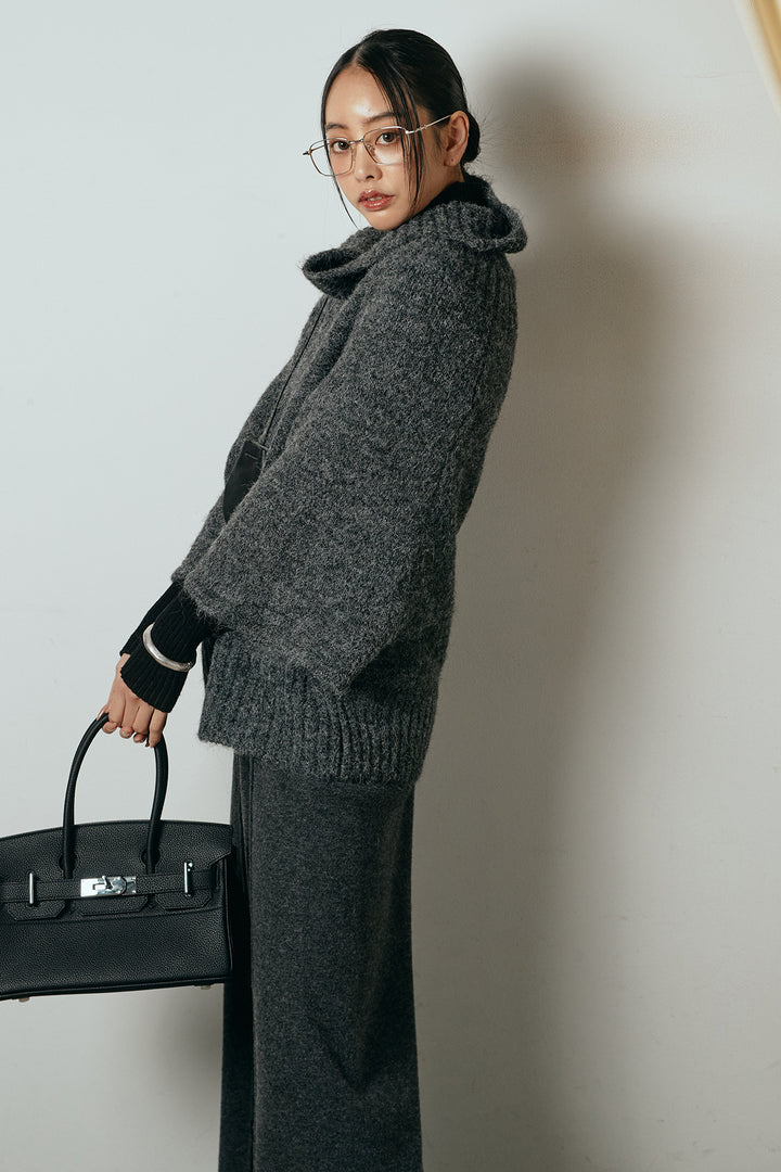 [SET]起毛ミディアムスリーブニットトップス+センターラインニットパンツ(2set)