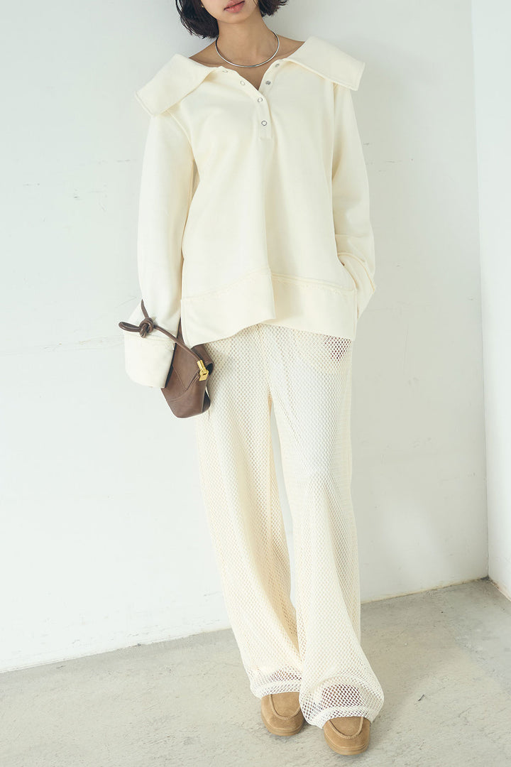 [SET]ビッグカラー2WAYスウェットトップス+メッシュリラックスパンツ(2set)