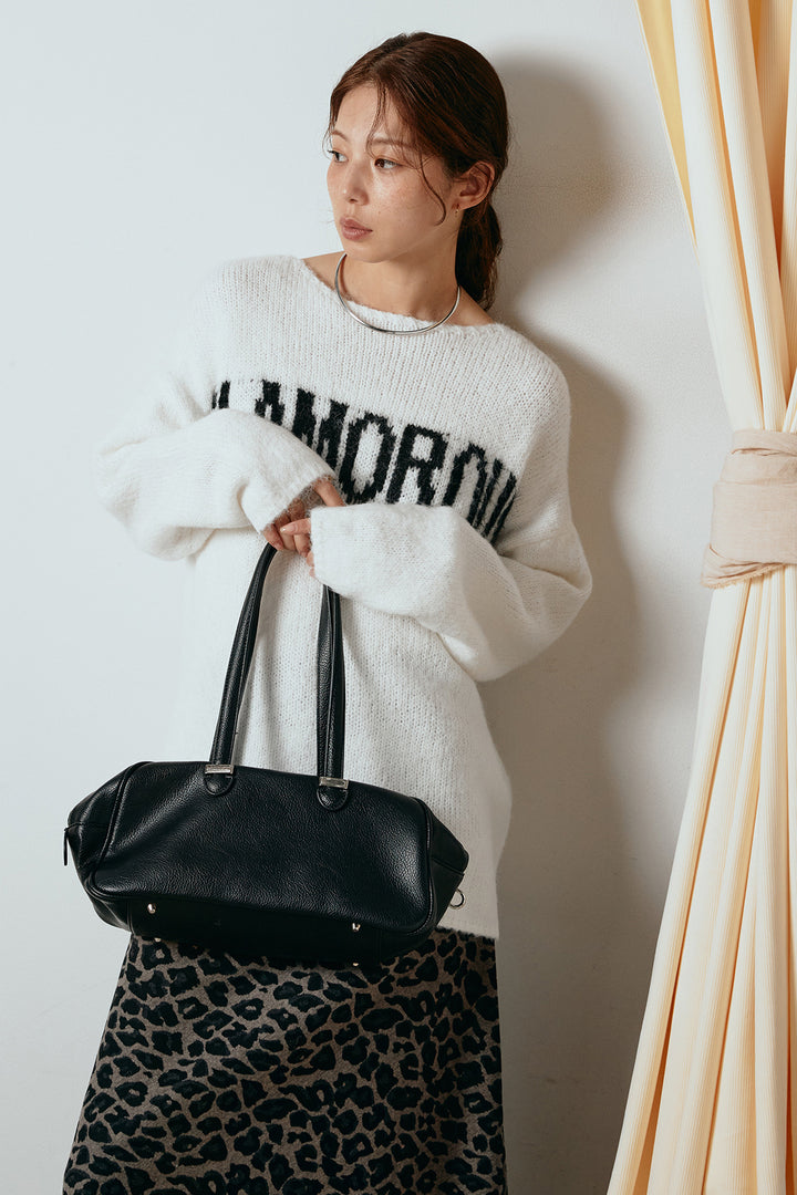 [SET]フロントロゴデザインニットトップス+レオパードロングスカート(2set)