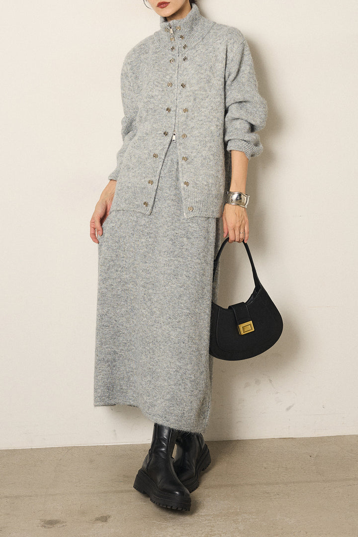 [SET]ハイネックメタルプレートニットスカートSETUP