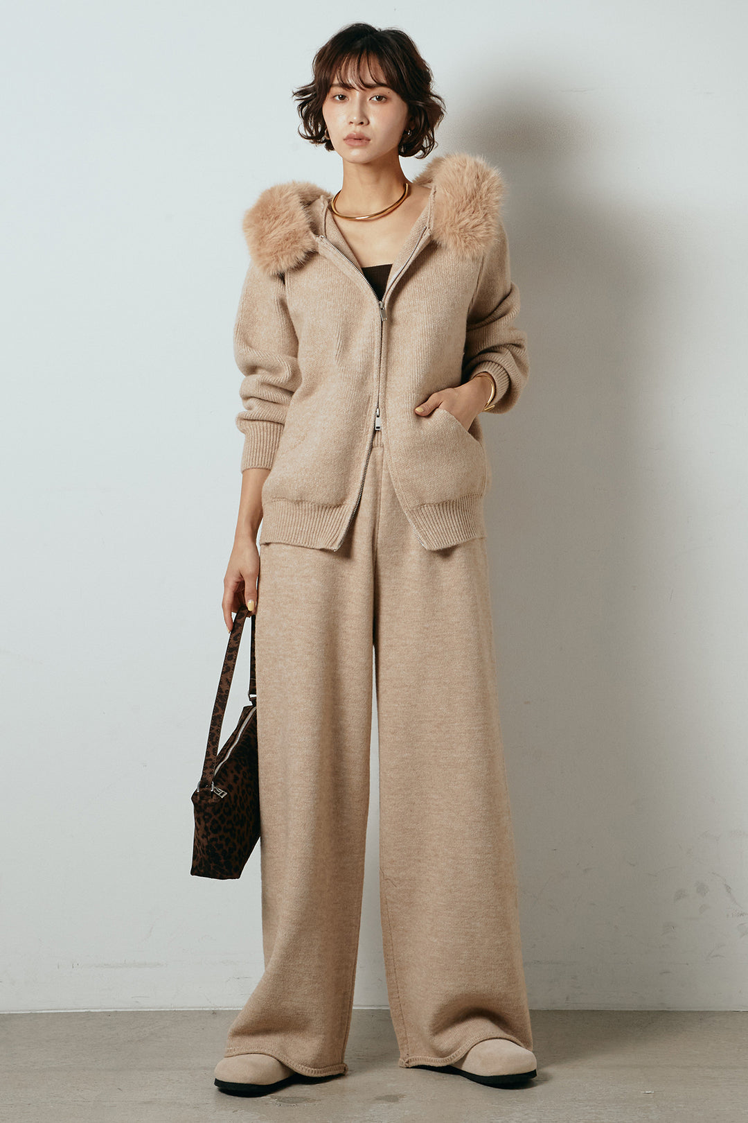 【着回しセット】[SET]ファー付きフーディーニットSETUP+ファー付きフーディーニットSETUP(2set)