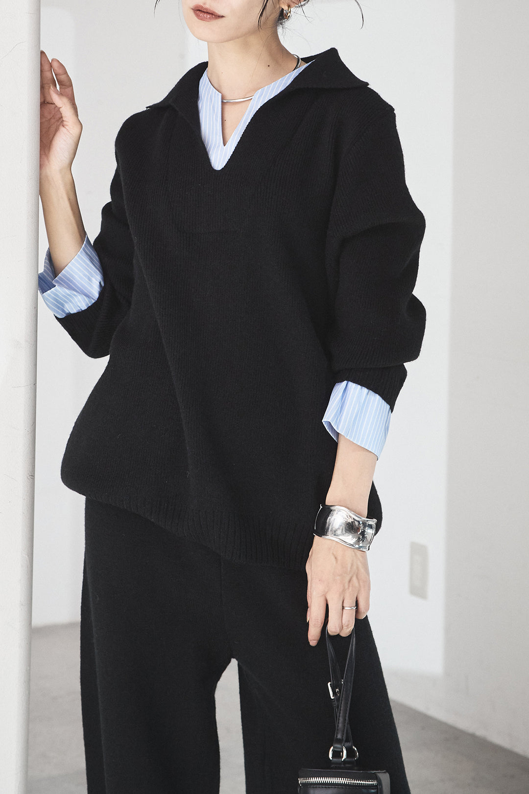 [SET]ストライプドッキングニットポロSETUP