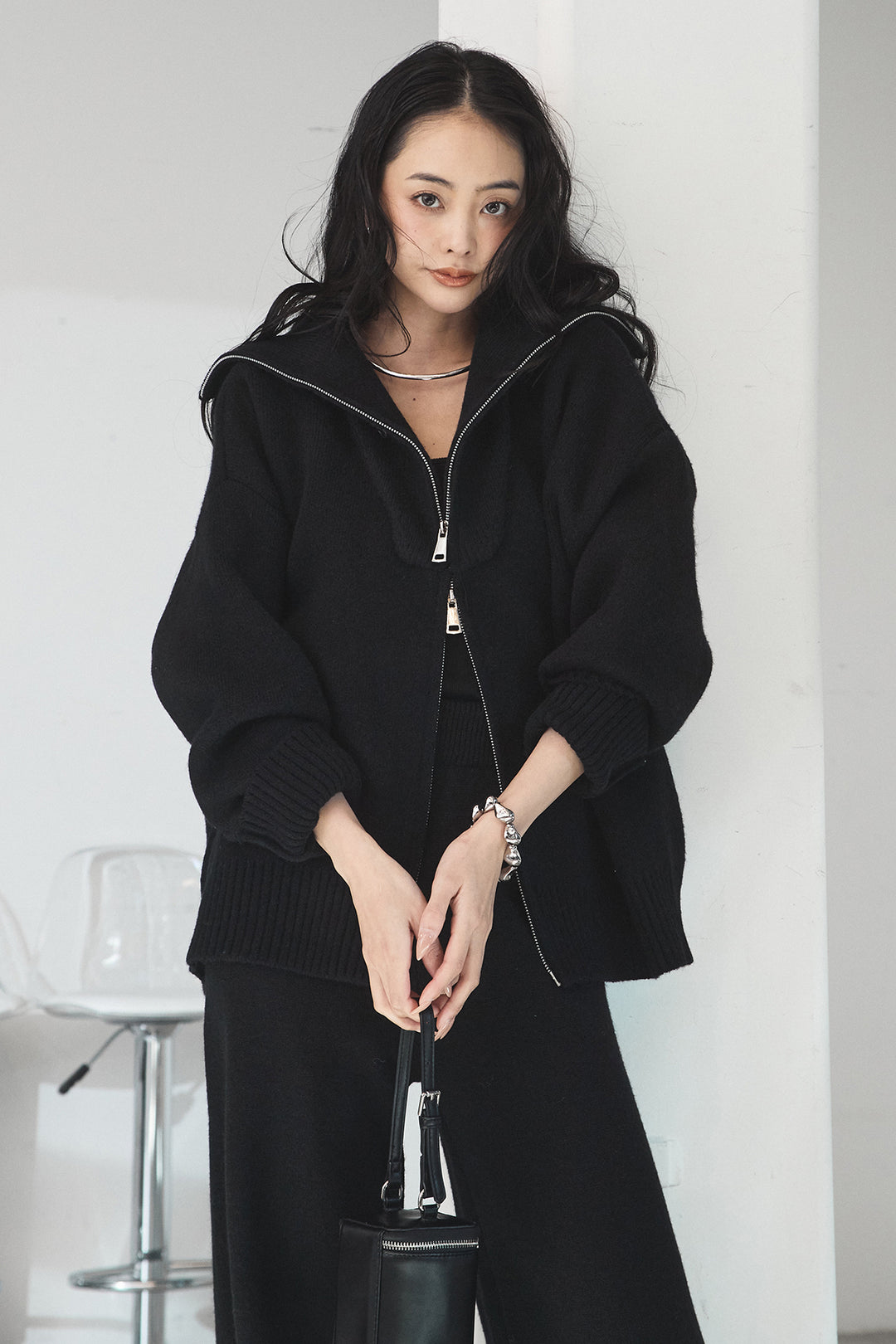 [SET]ビッグカラーダブルジップニットSETUP