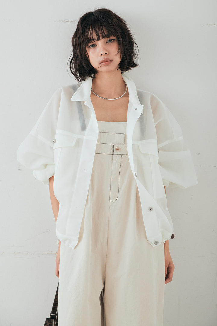 [SET]シアーダンボールサイドドロストジャケット+綿ツイルアシメサロペット(2set)