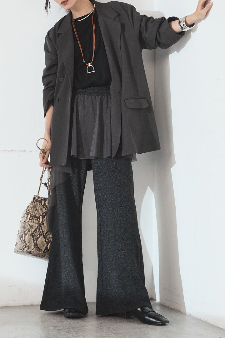 [SET]ルーズシルエットダブルテーラードジャケット+ストレッチロングTシャツ(2set)