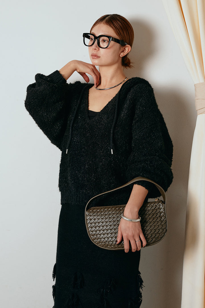 [SET]ブークレキーネックプルオーバー+ポイントフリンジニットナロースカート(2set)