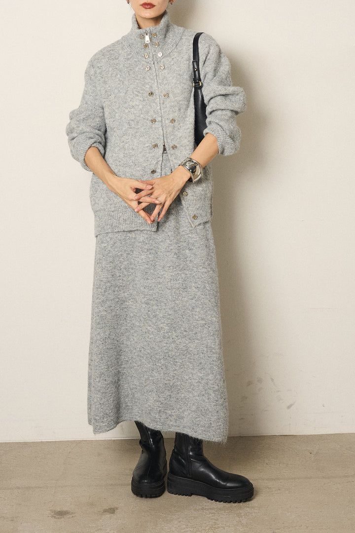 [SET]ハイネックメタルプレートニットスカートSETUP