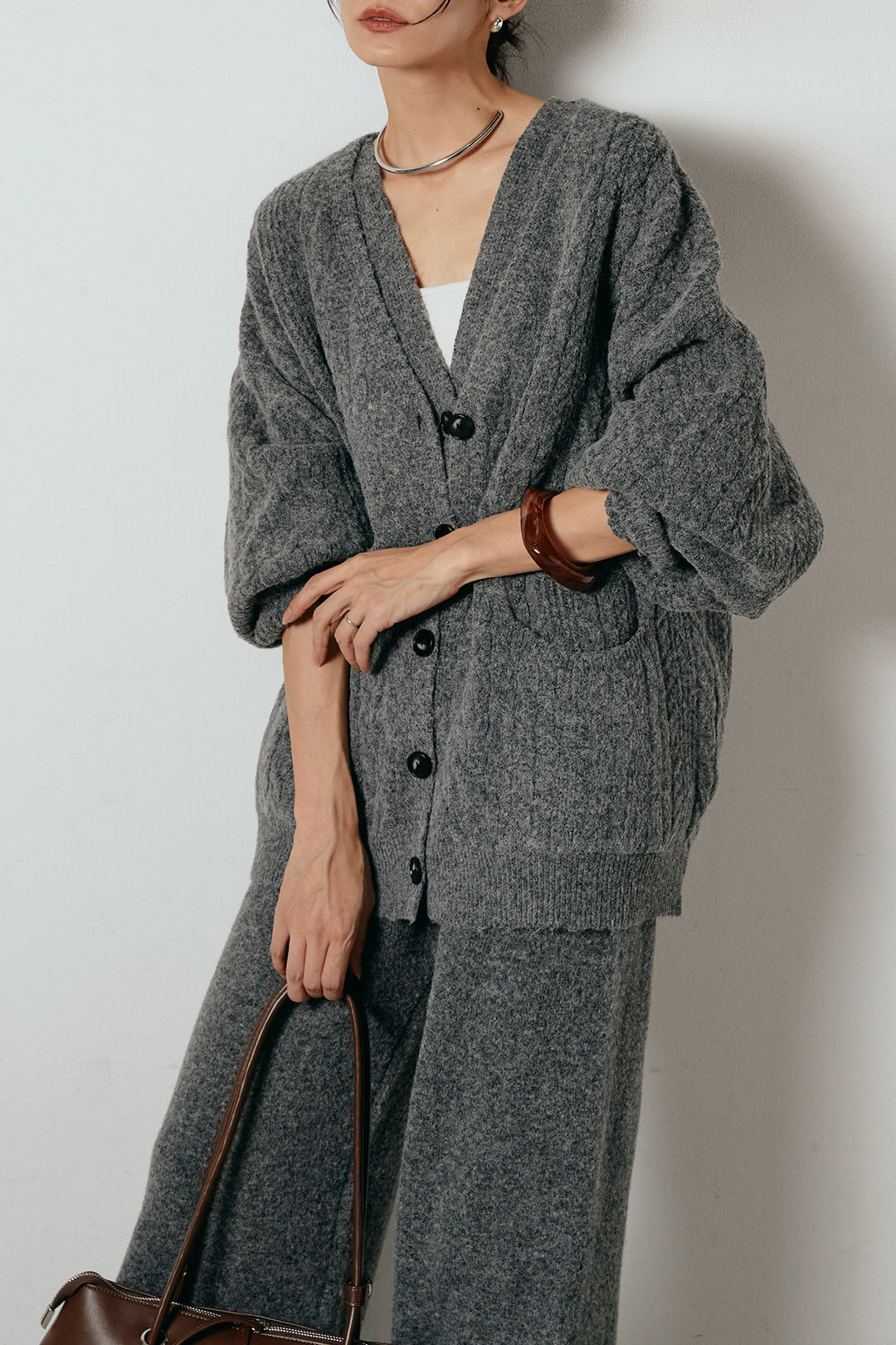 [SET]3ピースフロントボタンニットSETUP