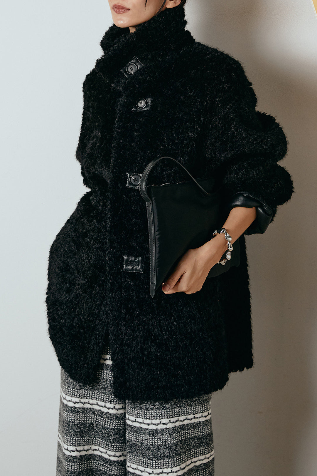 [SET]リバーシブルボアアウター+マルチライン柄リラックスニットパンツ(2set)