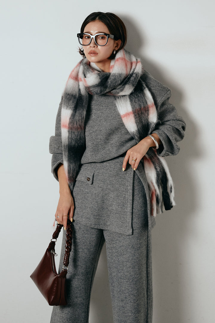 [SET]チェックマフラー付きニットSETUP