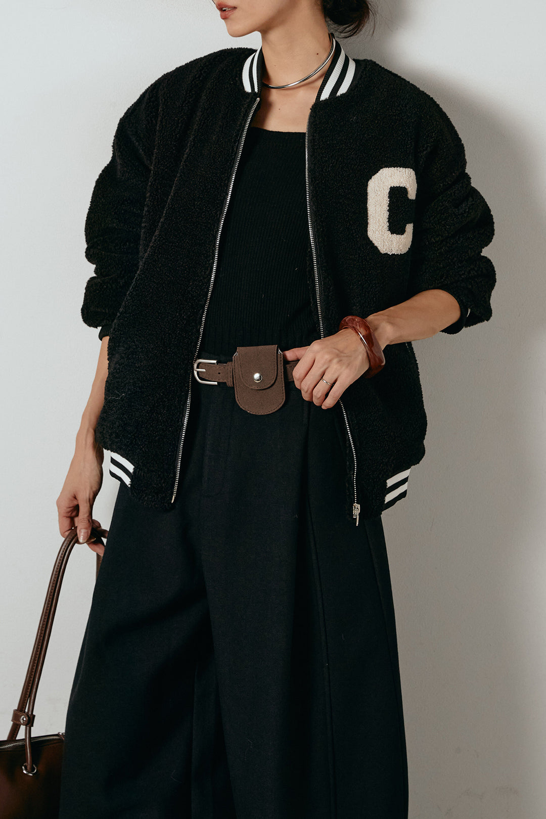 [SET]ロゴスタジャンボアブルゾン+ポーチベルト付きカーブパンツ(2set)