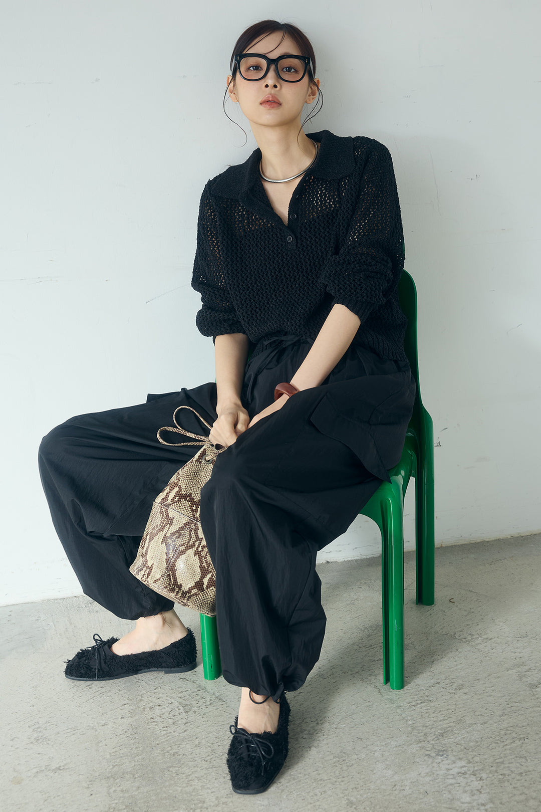 [SET]ミックスメッシュポロニット+撥水ジョガーパンツ(2set)