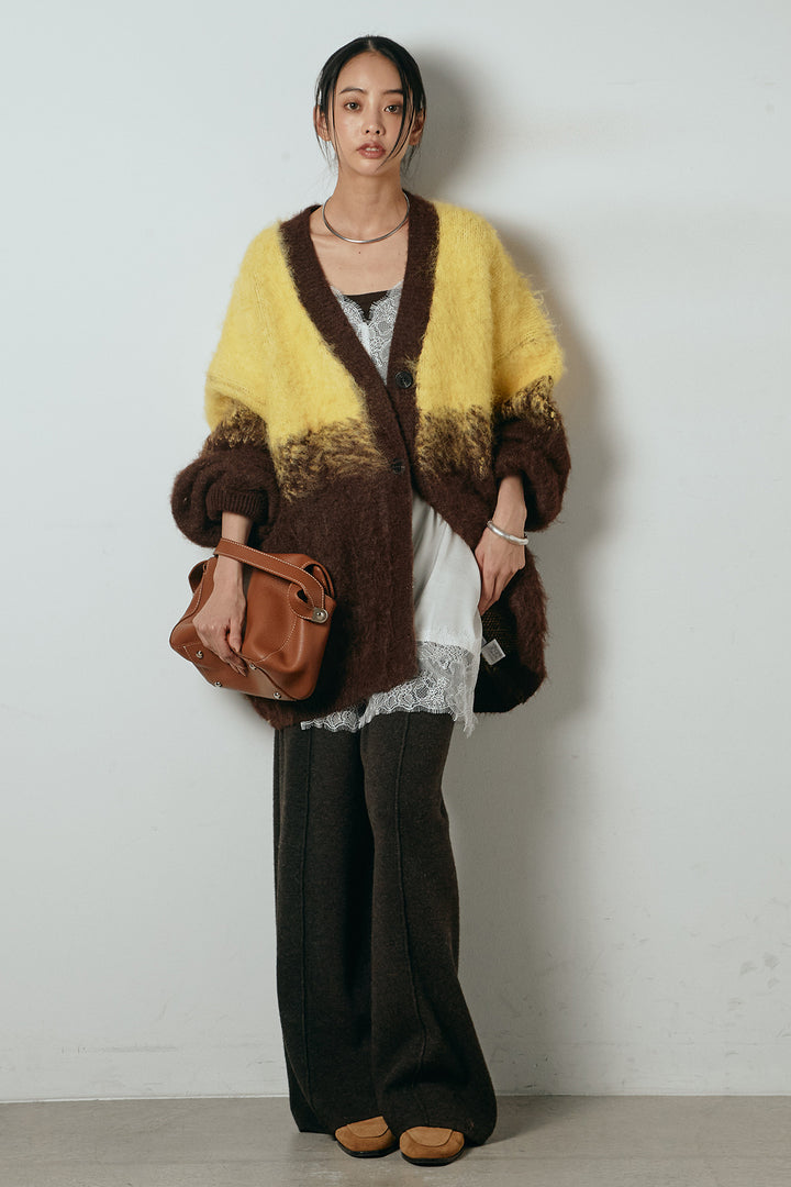 [SET]起毛グラデーションニットカーディガン+レース切り替えキャミソール(2set)