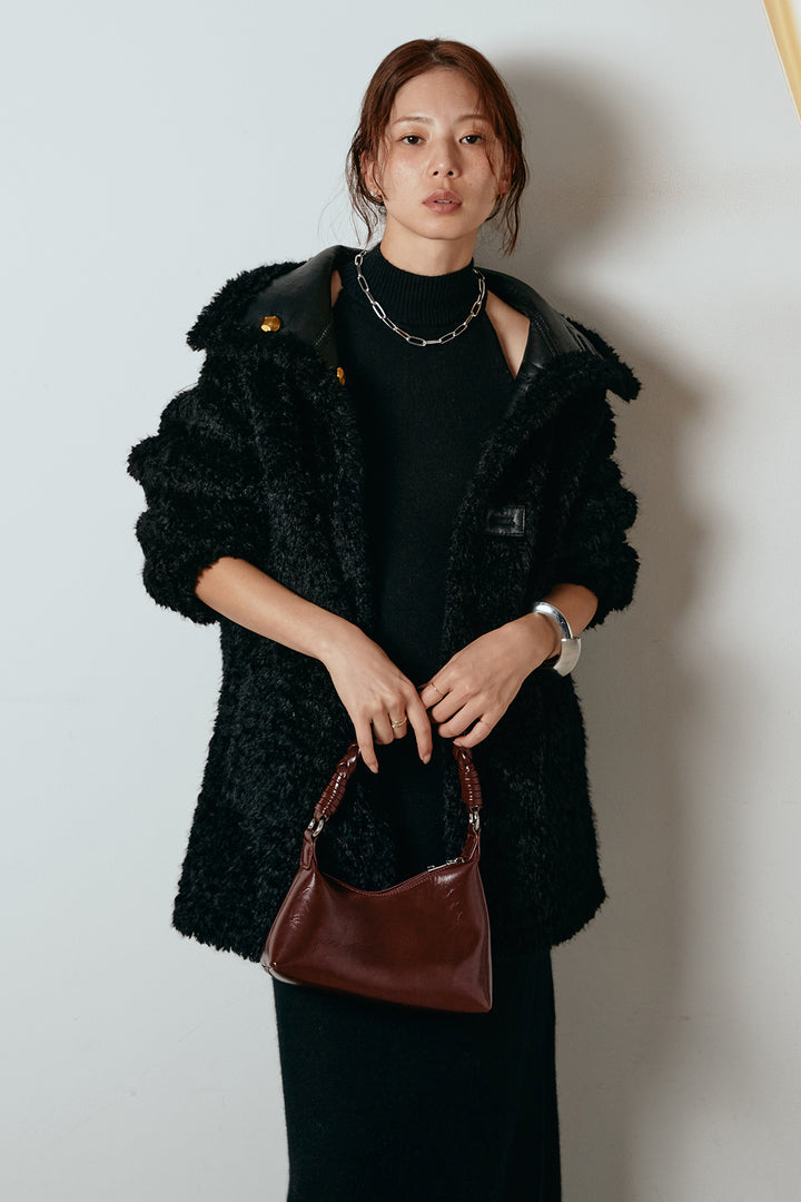 [SET]リバーシブルボアアウター+ノースリーブニットロングワンピース(2set)