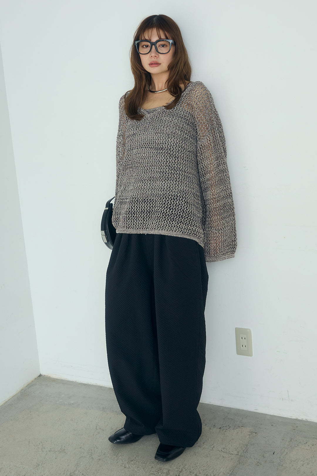 [SET]メッシュ編みビスチェセットVネックプルオーバー+シアサッカーイージーパンツ(2set)