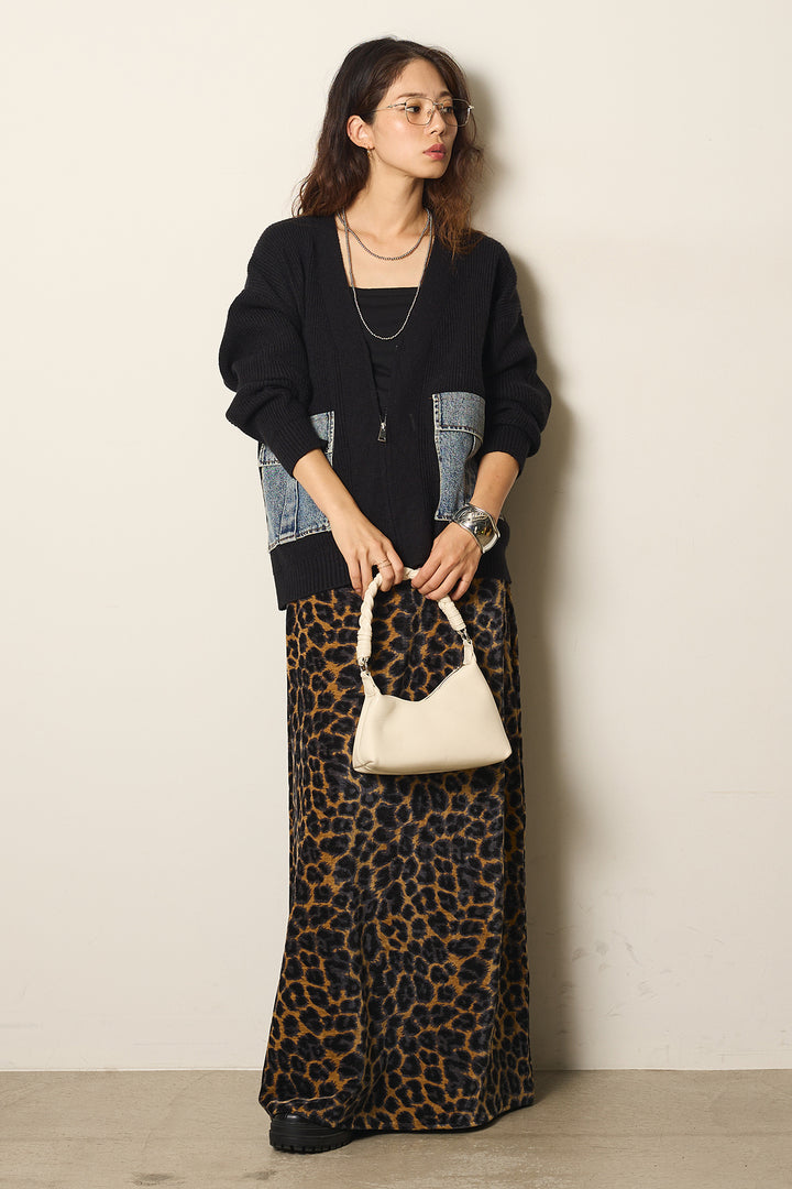 【即納】デニムポケットジップニットカーディガン