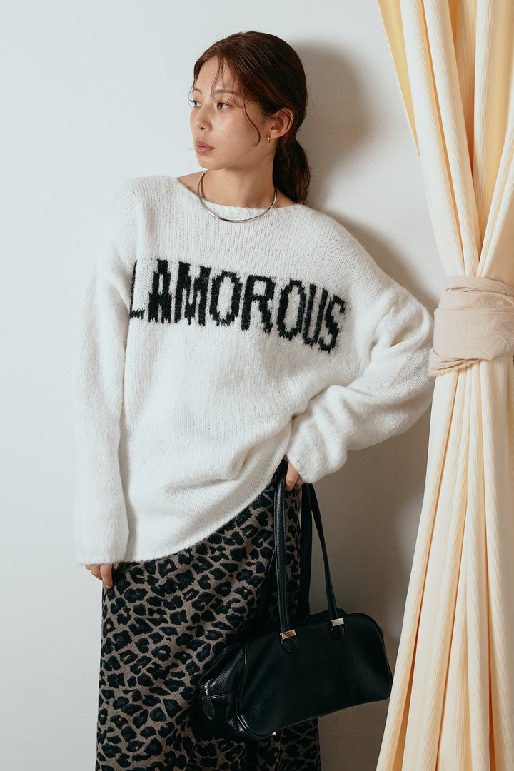 [SET]フロントロゴデザインニットトップス+レオパードロングスカート(2set)