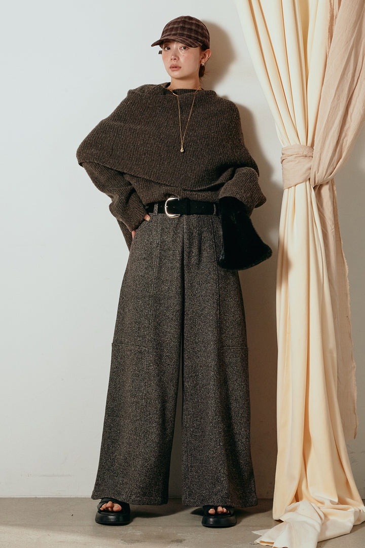 【着回しセット】[SET]ケープデザインリブニットトップス+ケープデザインリブニットトップス(2set)