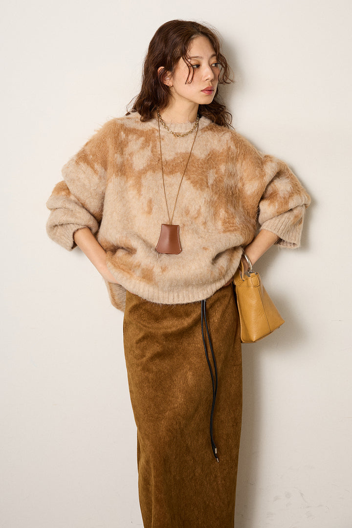 【即納】モヘアタッチマーブルニット