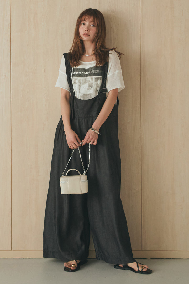 [SET]半袖モノトーングラフィックトップス+前後2WAYテンセルデニムサロペット(2set)