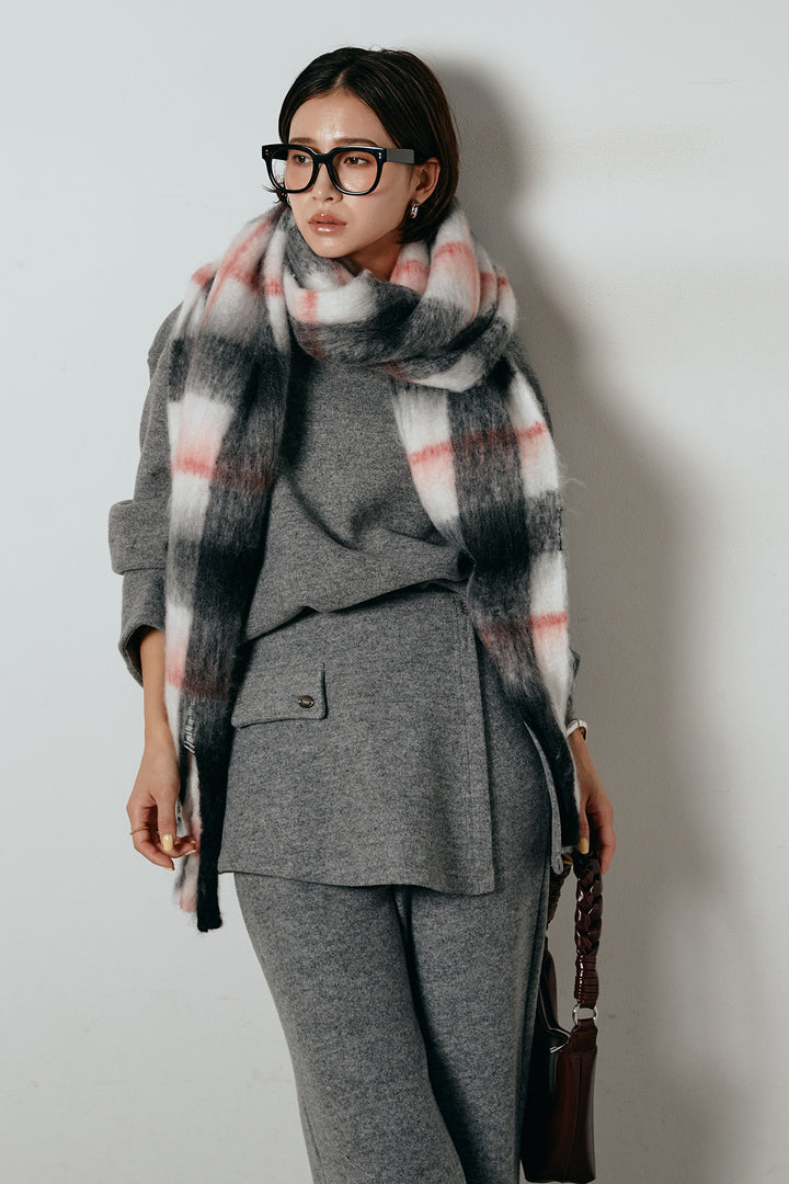 [SET]チェックマフラー付きニットSETUP