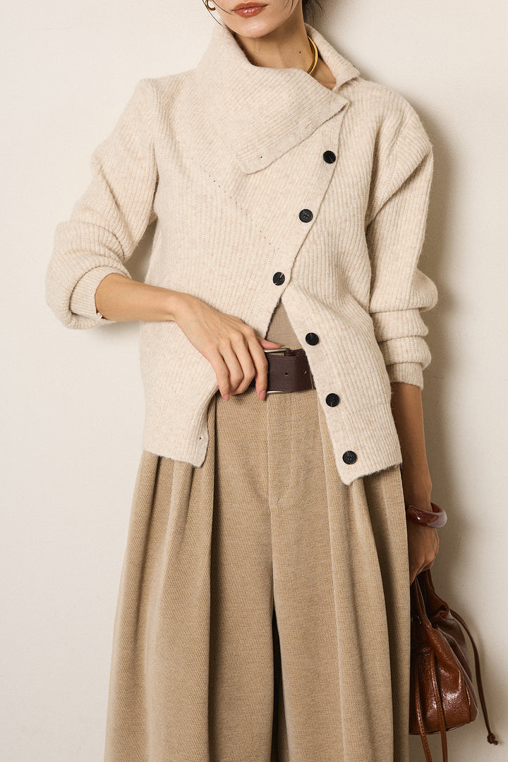 [SET]ボタンデザインネックニットプルオーバー+ベルトループコーデュロイワイドパンツ(2set)