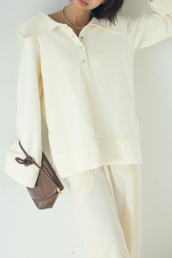 [SET]ビッグカラー2WAYスウェットトップス+メッシュリラックスパンツ(2set)