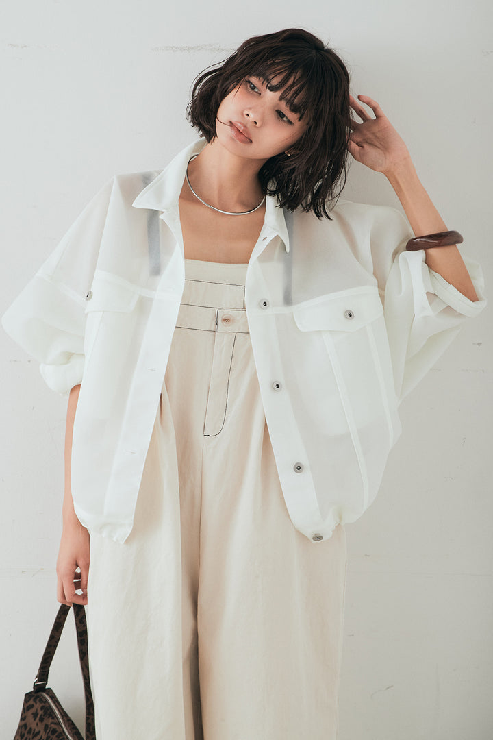 [SET]シアーダンボールサイドドロストジャケット+綿ツイルアシメサロペット(2set)