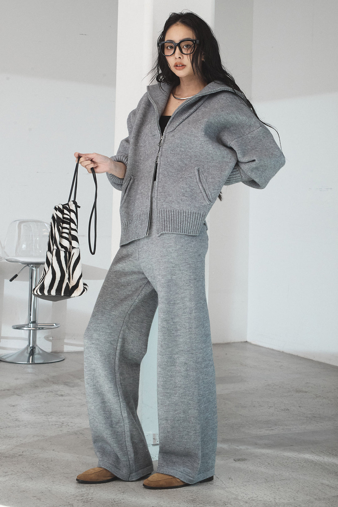 [SET]ビッグカラーダブルジップニットSETUP