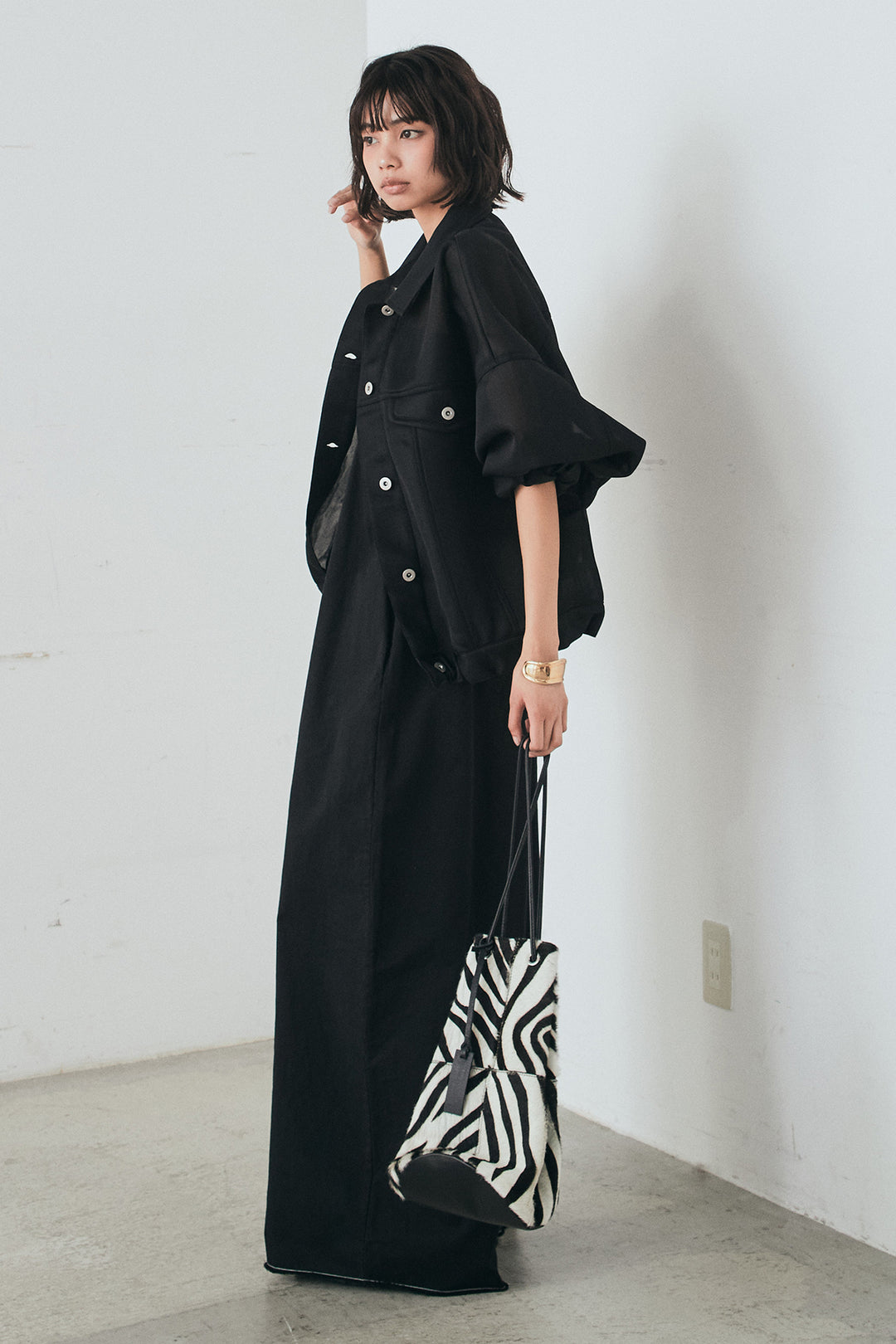 [SET]シアーダンボールサイドドロストジャケット+綿ツイルアシメサロペット(2set)