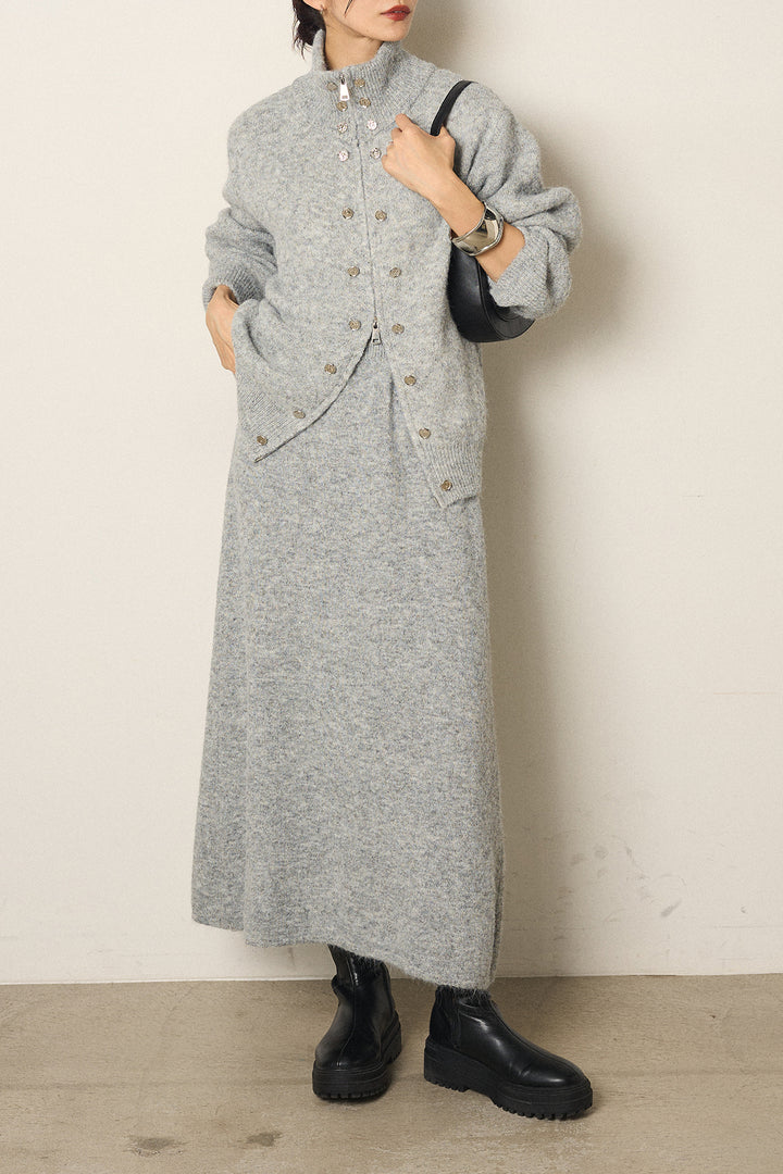 [SET]ハイネックメタルプレートニットスカートSETUP