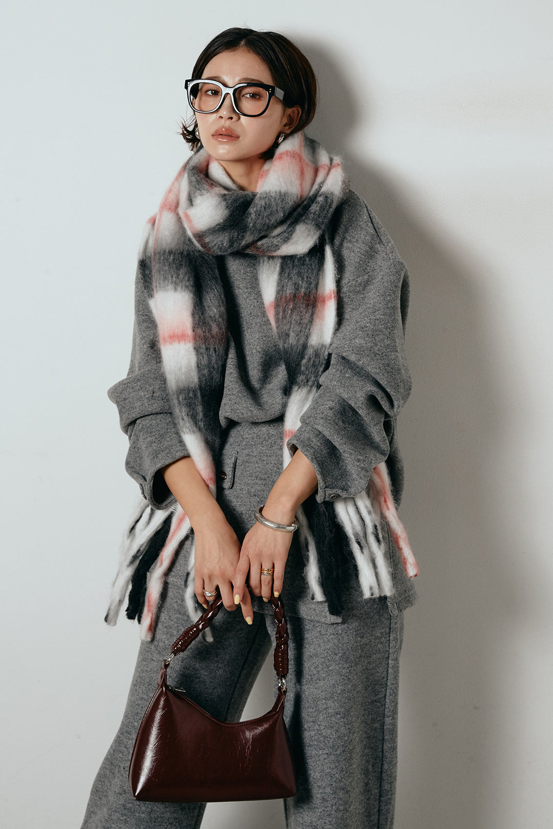 [SET]チェックマフラー付きニットSETUP