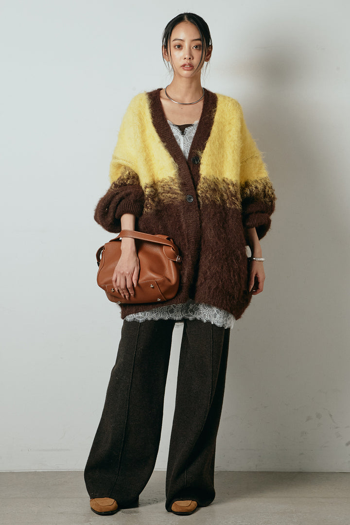 [SET]起毛グラデーションニットカーディガン+センターラインニットパンツ(2set)