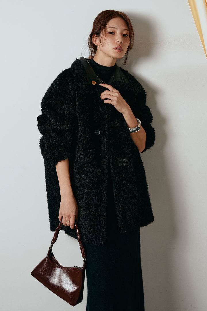 [SET]リバーシブルボアアウター+ノースリーブニットロングワンピース(2set)