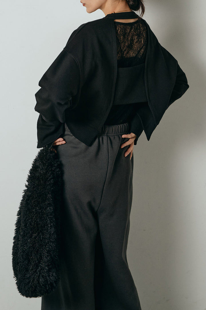 [SET]裏毛バックオープンプルオーバー+裏起毛スウェットワイドパンツ(2set)