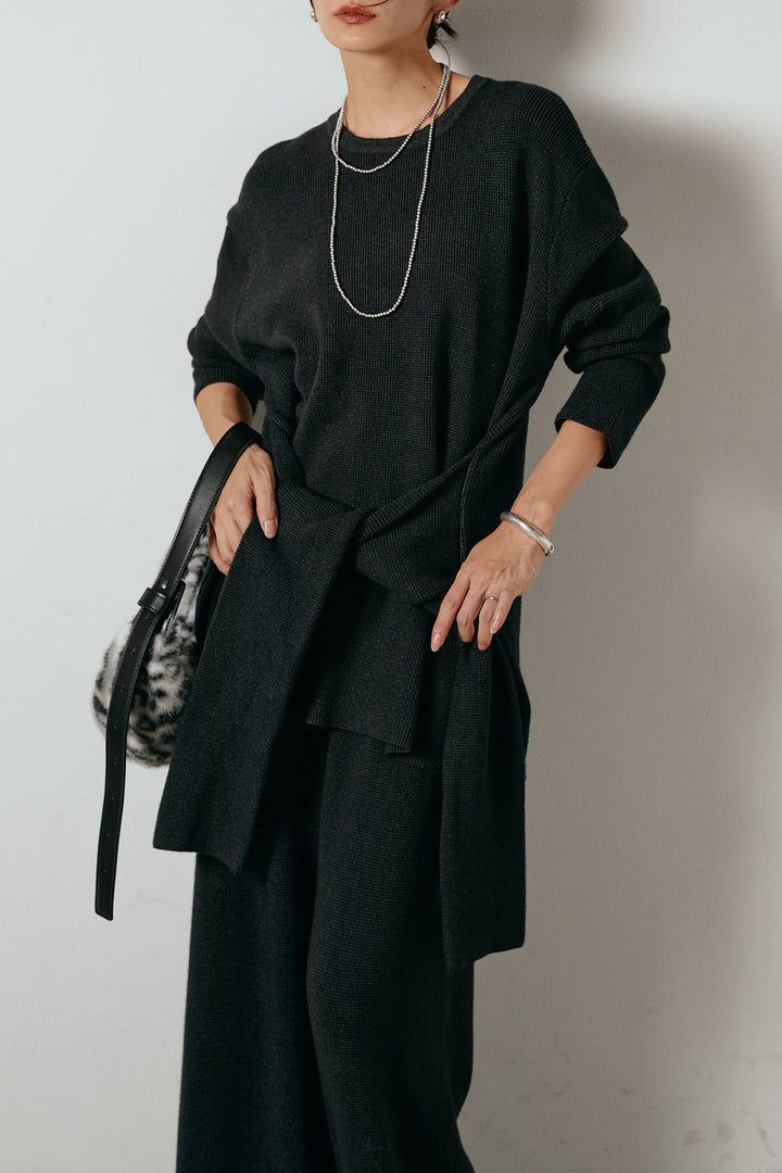 [SET]ウエスト巻きワッフルニットSETUP