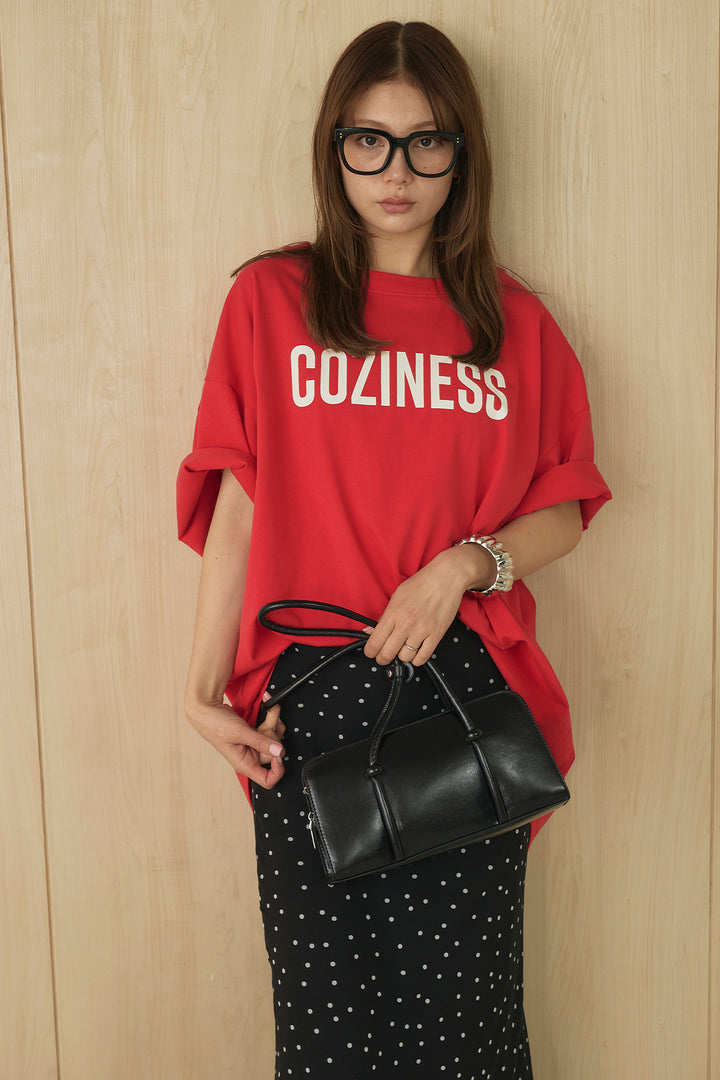 [SET]プリントロゴチュニックTシャツ+ドットサテンナロースカート(2set)