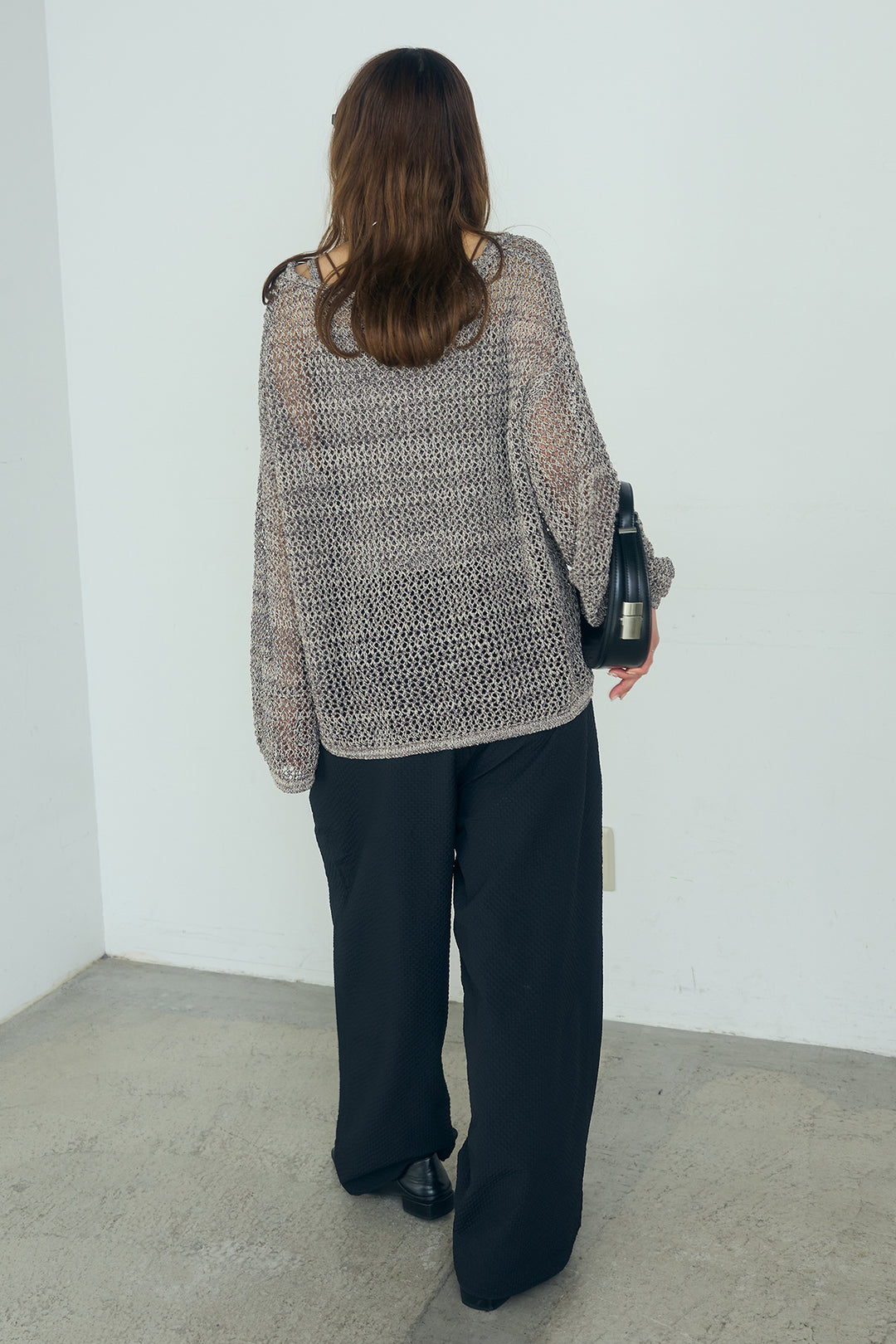 [SET]メッシュ編みビスチェセットVネックプルオーバー+シアサッカーイージーパンツ(2set)