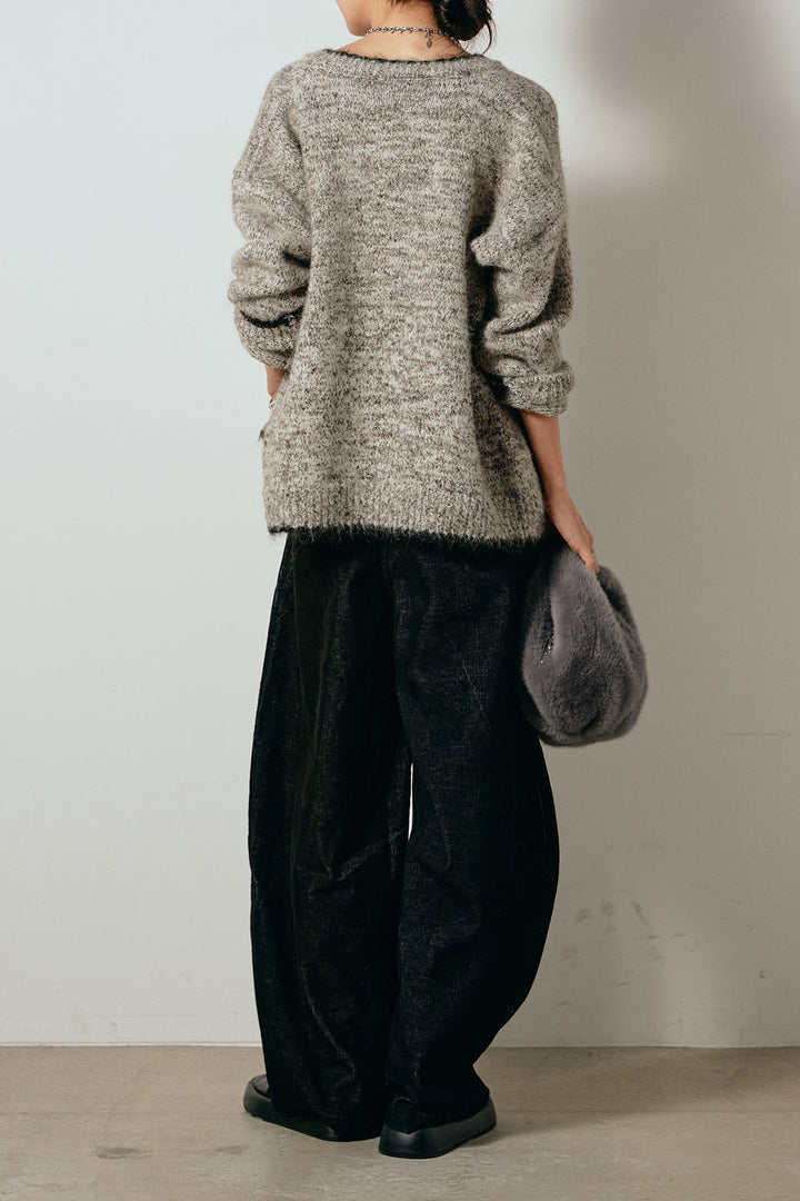 [SET]ミックスニットポケットカーディガン+フロントタック入りコーデュロイパンツ(2set)