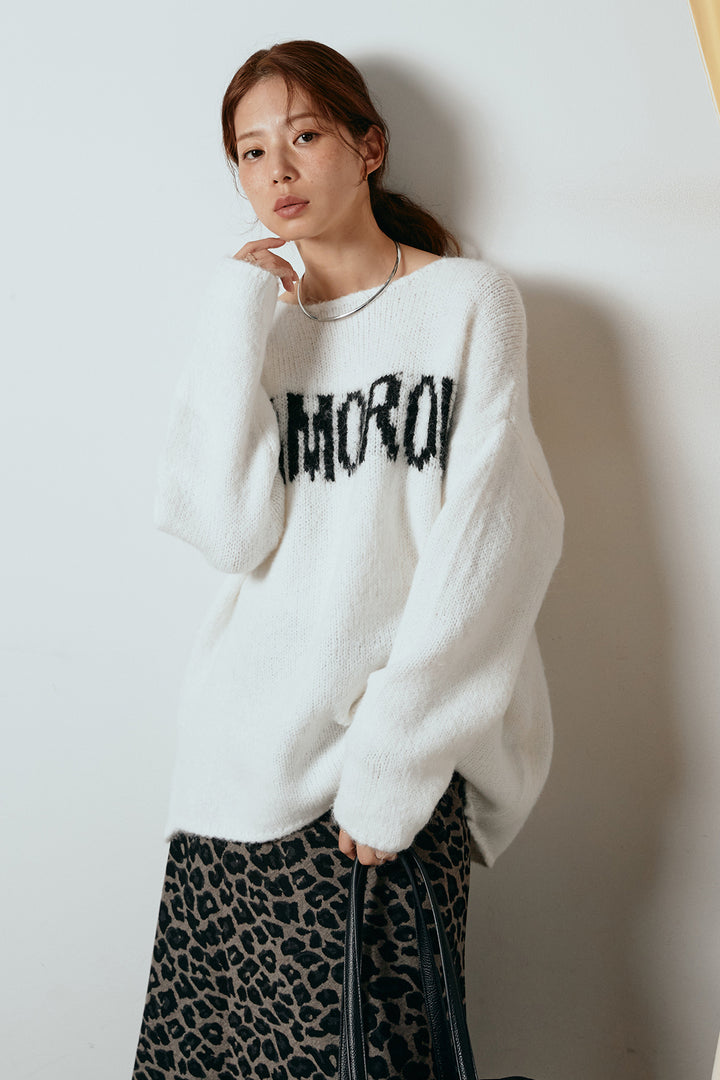 [SET]フロントロゴデザインニットトップス+レオパードロングスカート(2set)