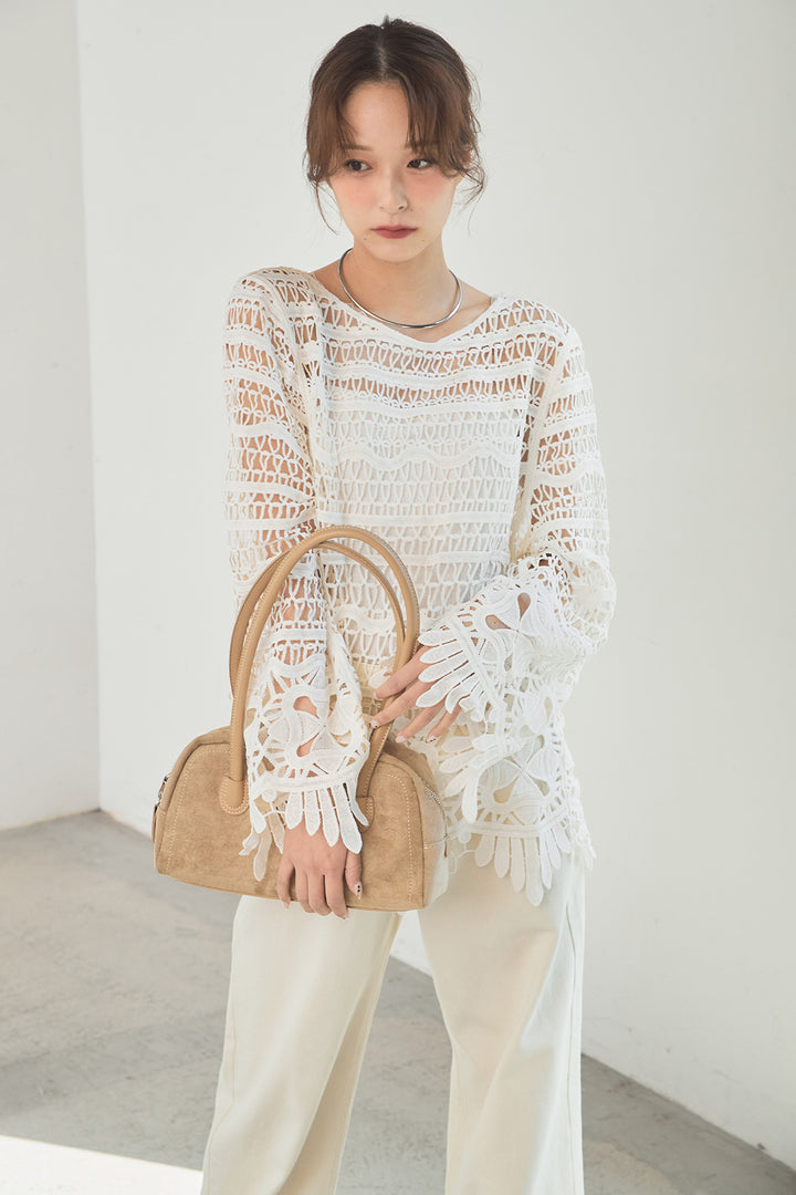 [SET]裾デザインメッシュプルオーバー+スプリングカラーデニムパンツ(2set)