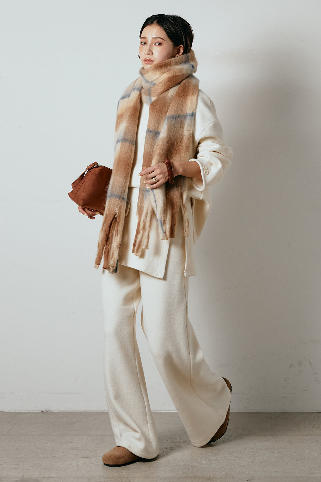 [SET]チェックマフラー付きニットSETUP