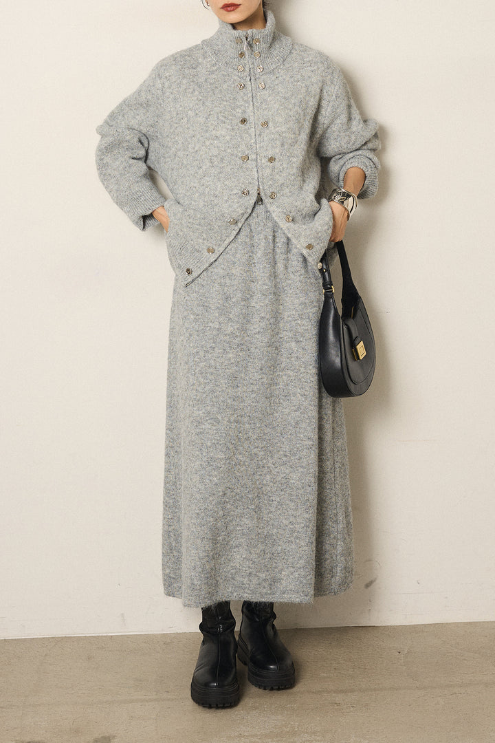 [SET]ハイネックメタルプレートニットスカートSETUP