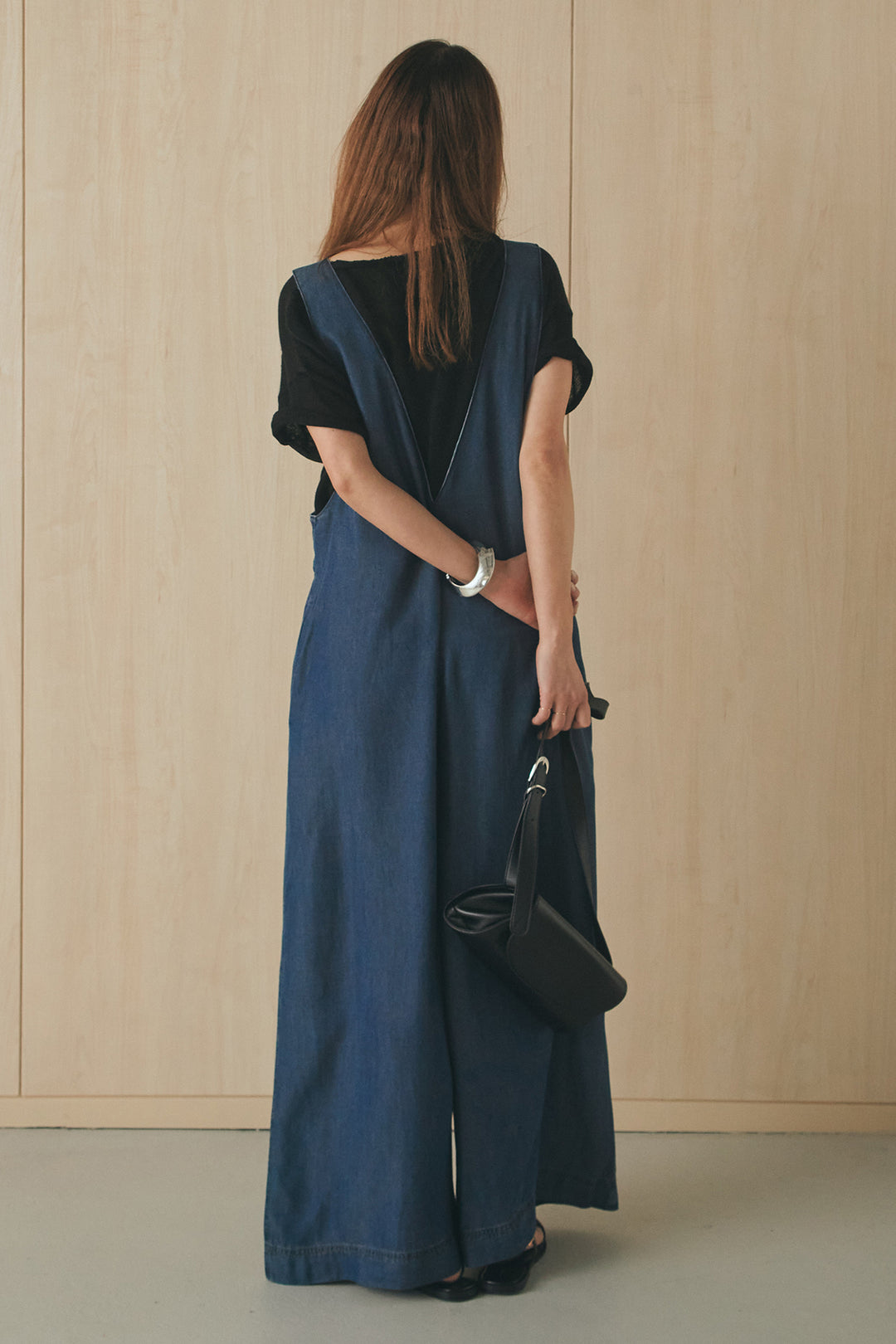 [SET]半袖モノトーングラフィックトップス+前後2WAYテンセルデニムサロペット(2set)