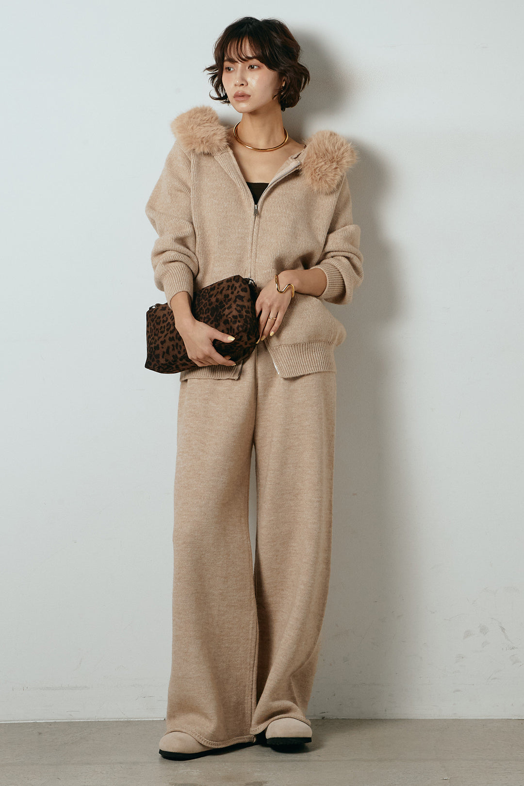 [SET]ファー付きフーディーニットSETUP