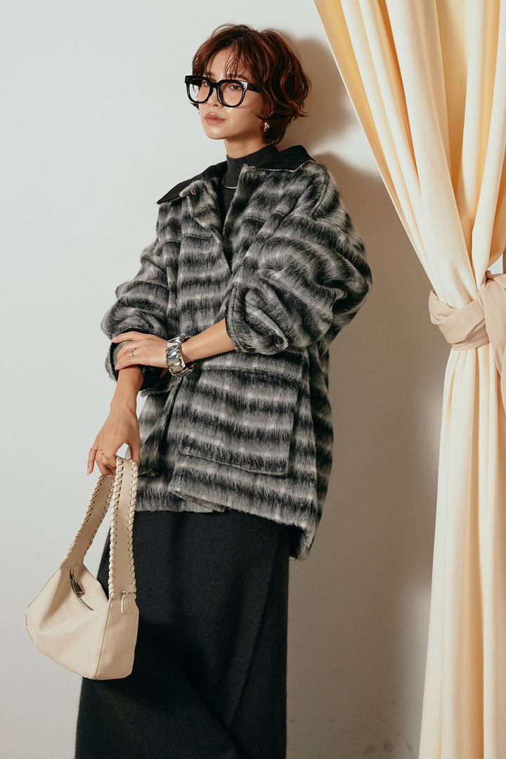 [SET]チェックシャギーミドルカバーオール+ノースリーブニットロングワンピース(2set)