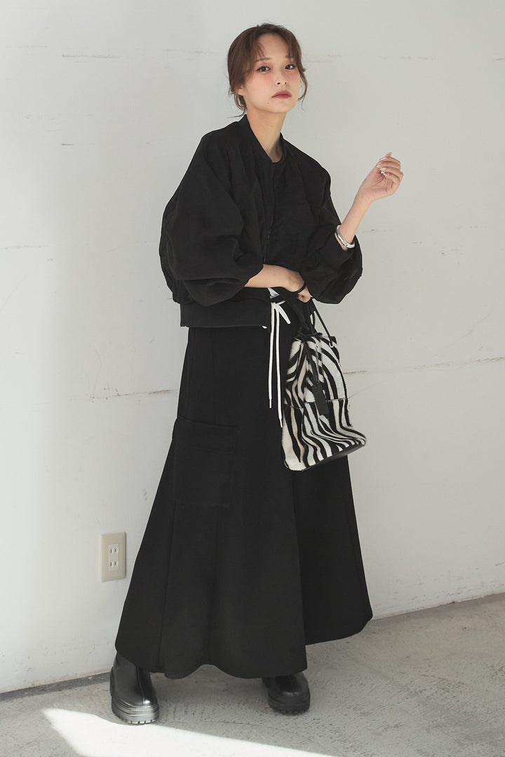 [SET]シアー×ポンチブルゾン+リラックススウェットスカート(2set)