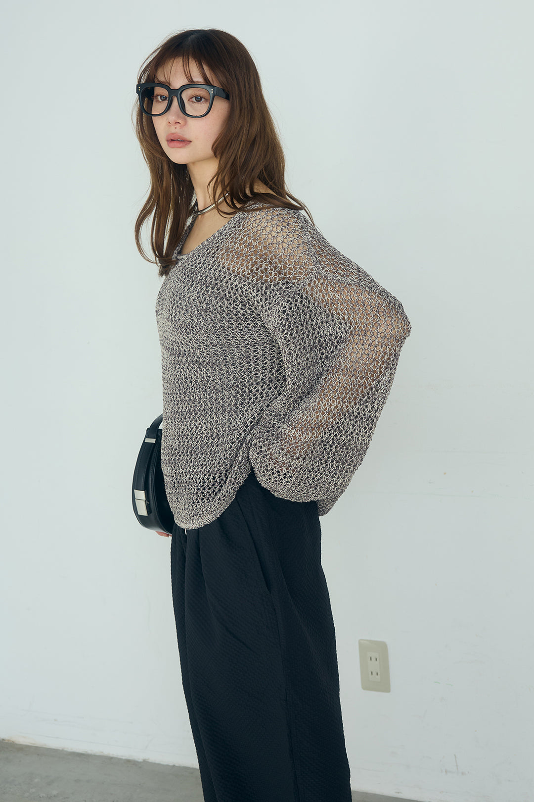 [SET]メッシュ編みビスチェセットVネックプルオーバー+シアサッカーイージーパンツ(2set)