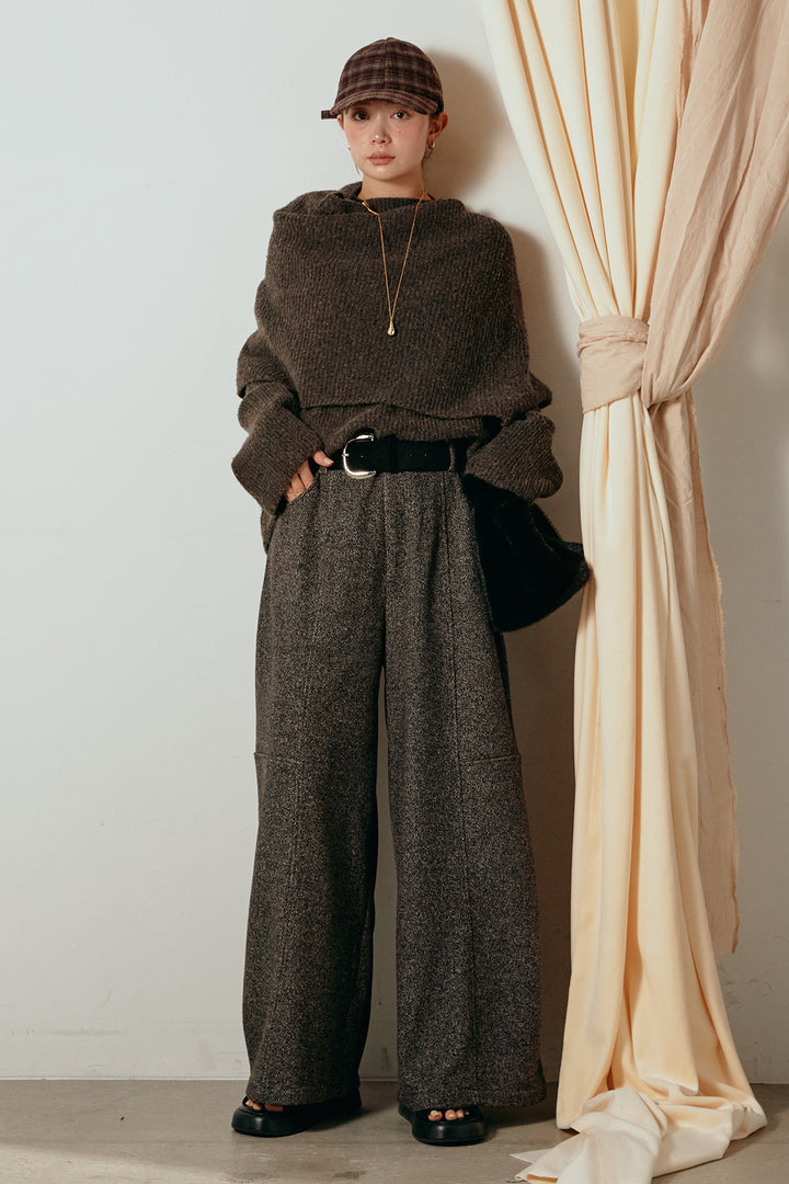 【着回しセット】[SET]ケープデザインリブニットトップス+ケープデザインリブニットトップス(2set)