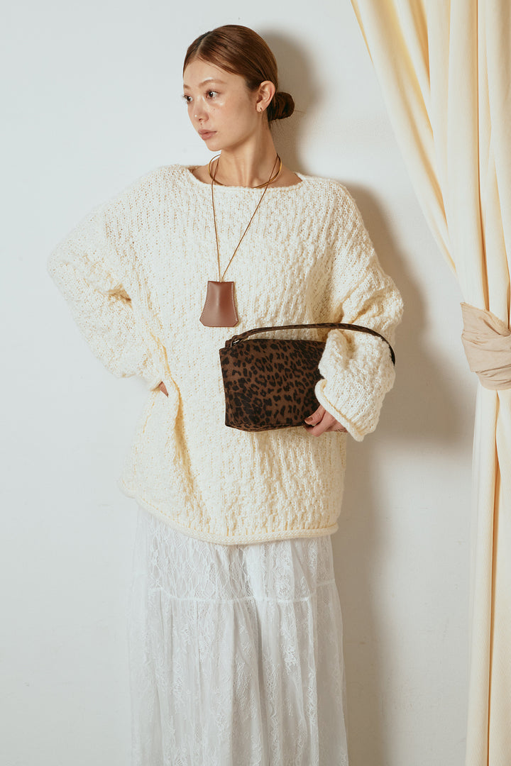 [SET]ボリューム編みニットプルオーバー+ひげレース切替ロング丈スカート(2set)